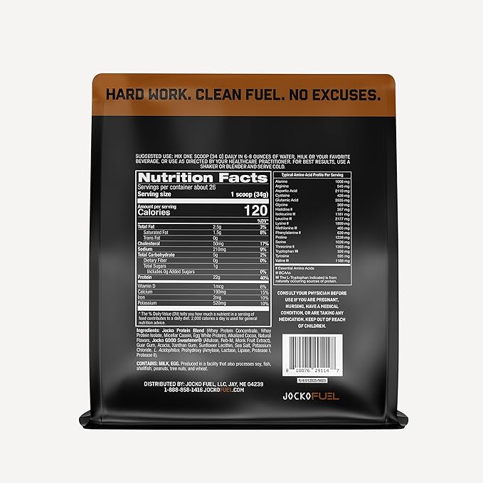 Jocko Fuel Mölk Whey Protein Powder 22g Protein - Low Sugar Monk Fruit Blend - Muscle Recovery & Growth, Packaging May Vary (26 Servings, Chocolate Milkshake)