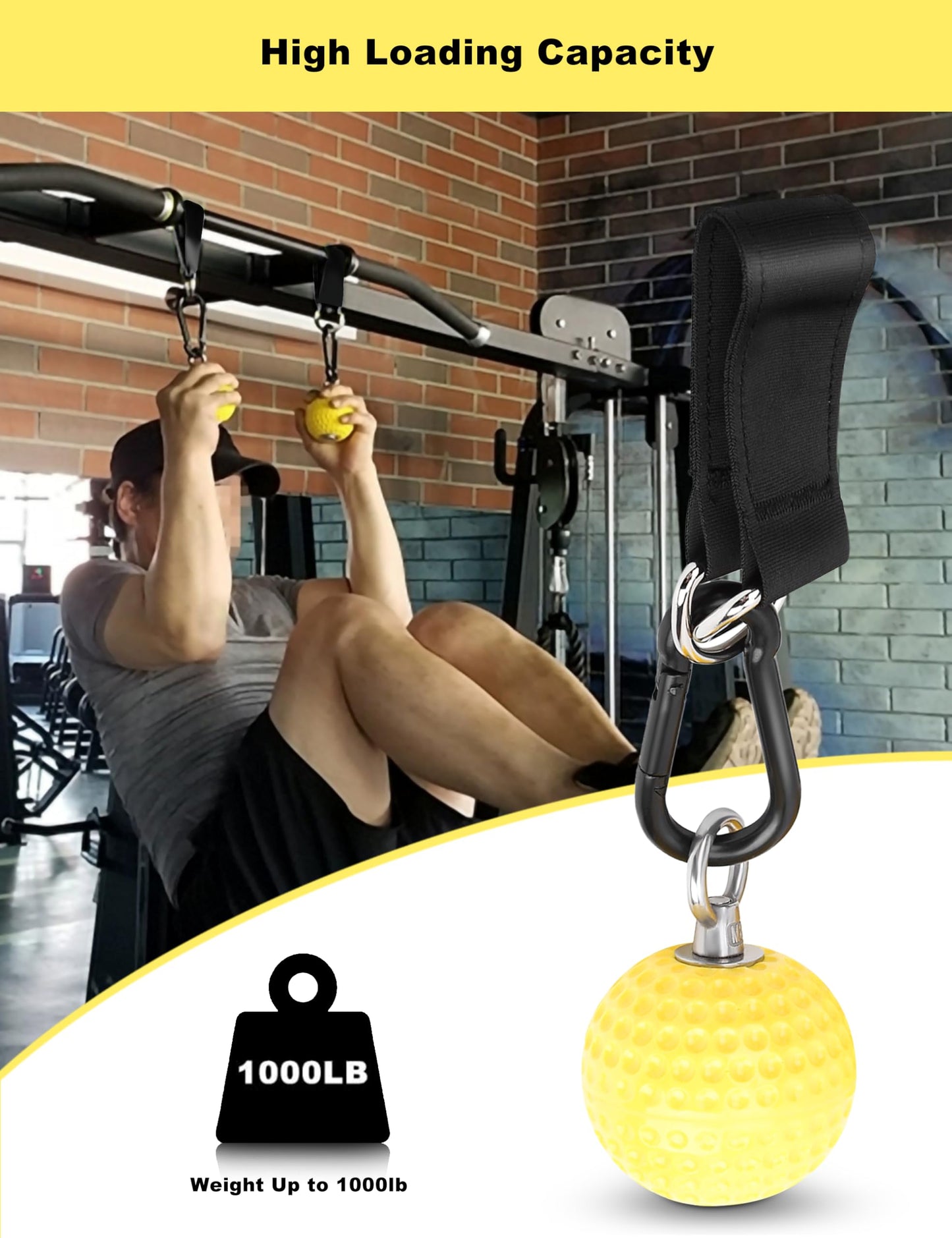 Pull Up Grips Ball Grip Strength Trainer, Climbing Grip Strength Training Pull Up Grips Handles, Cable Machine Attachments, Pull Down Attachment for Hand Wrist Finger