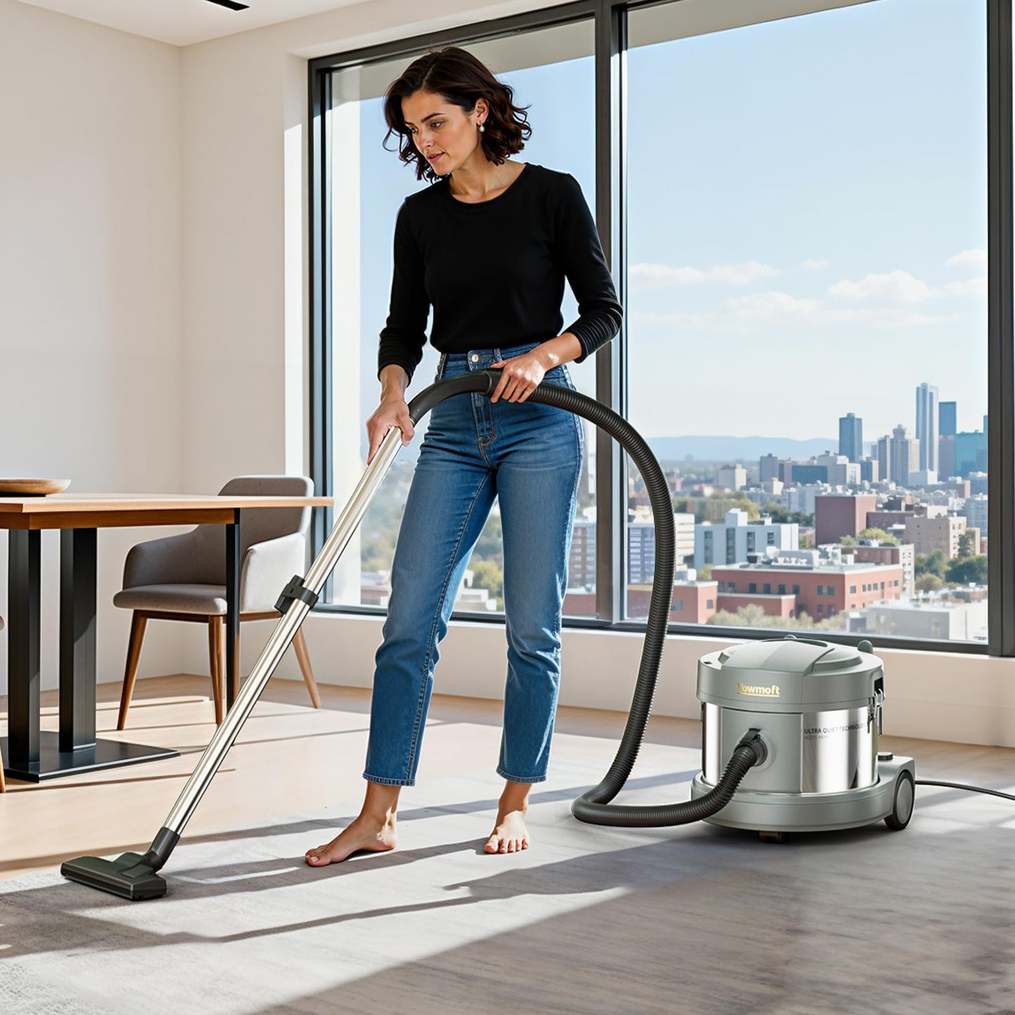 YOWMOFT SCQ15-HEPA, 4 Gallon Canister Vacuum, Ultra-Quiet Canister Vacuum Cleaner, 35Ft. Cord, Commercial Ultra Quiet Vacuum Cleaner for Hotel & Office, HEPA Canister Vacuum for Professional Clean