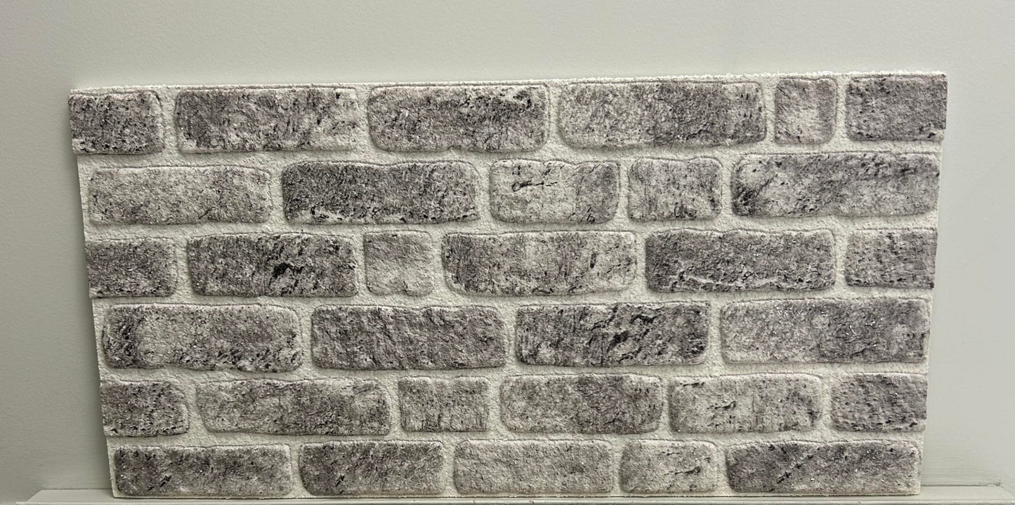 Dundee Deco 3D Wall Panels Faux Brick - Cladding, White Grey Stone Look Wall Paneling, Styrofoam Facing for Living Room, Kitchen, Bathroom, Balcony, Bedroom, Set of 5, Covers 27 sq ft