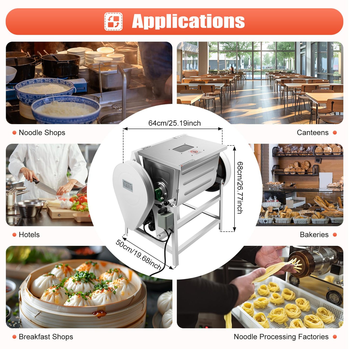 Lumicasaler Commercial Dough Mixer, 30QT Electric Flour Mixing Machine, 1500W Dough Kneader Machine with 90° Tilt Stainless Steel Bowl and Double Belts, 40r/min Forward/Reverse for Bakery Pizza Shop