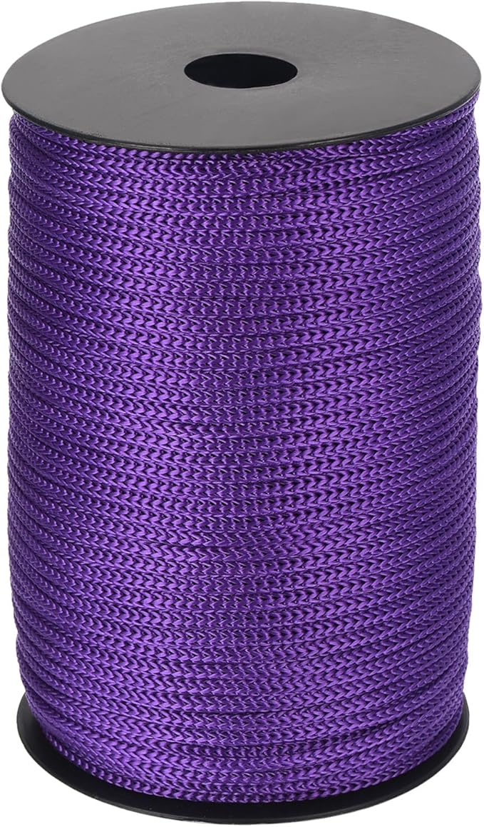 MECCANIXITY 5/32 Inch Polypropylene Rope Braided Ropes, 328ft Camping Rope Hollow Utility Cord for Clothesline, Hiking, Outdoor, Dark Purple
