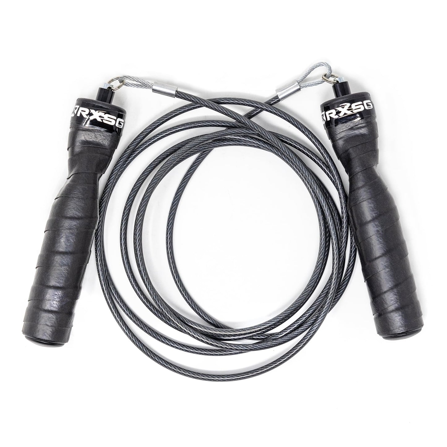Rx Smart Gear Jump Rope - Black Ops Ergonomic Handles with Trans Black Cable Buff 3.4 8'0" | Jump Smart Weighted Speed Rope for Sports & Fitness, MMA, HIIT, Cardio & Functional Workout