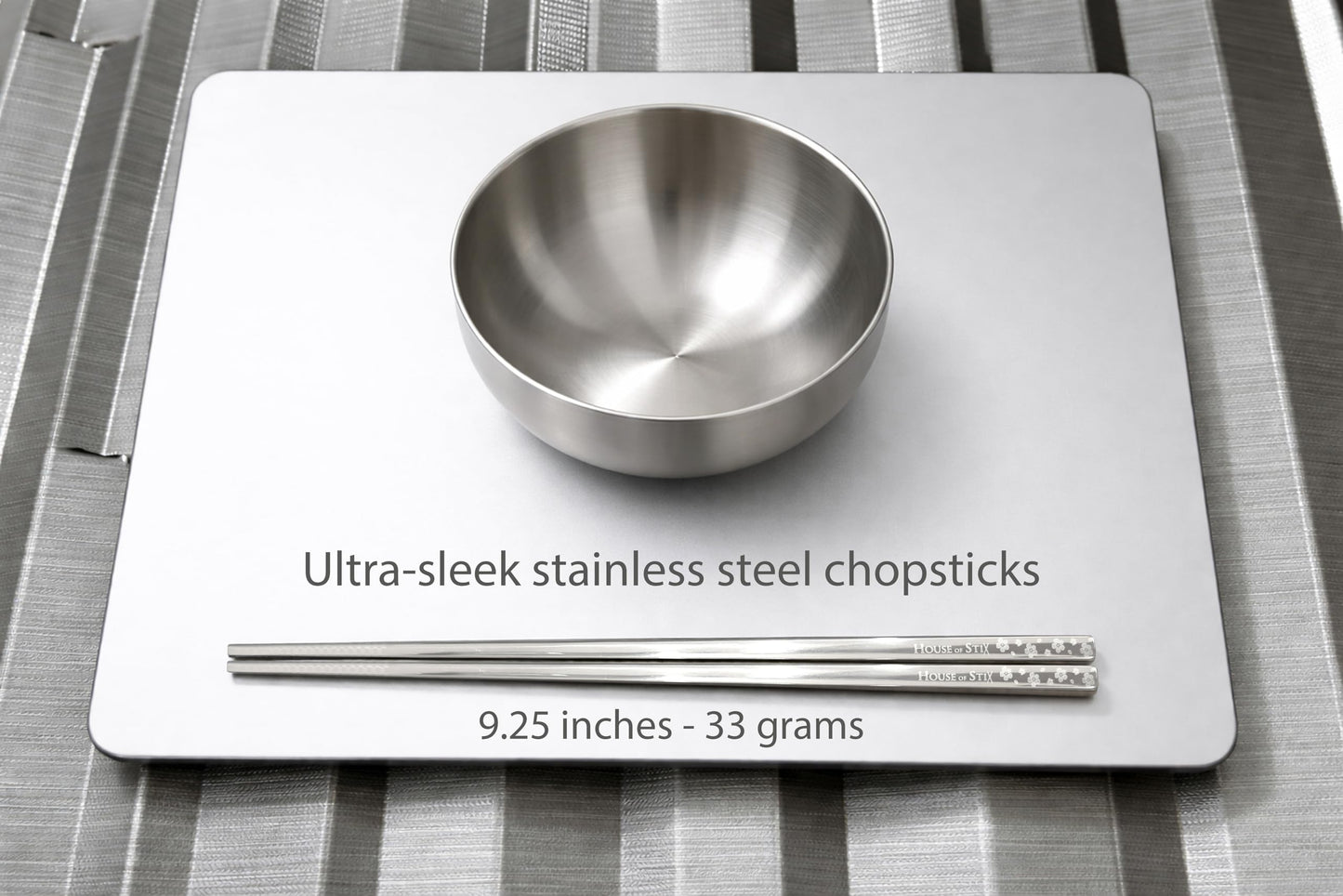 Stainless Steel Chopsticks – 5 Pairs 304 Food-Grade Metal, Reusable Dishwasher Safe, Non-Slip Laser Engraved, Japanese Korean Style Gift Set