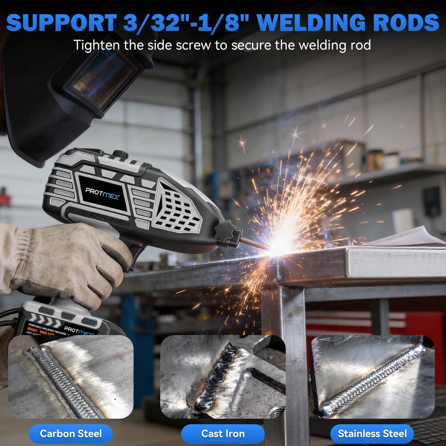 Portable Display Handheld Welder - 110V Portable Welder Machine IGBT Inverter with 5 Adjustable Currents, ARC Welder Gun Fits 3/32"-1/8" Welding Rods for Repair, DIY, Home Projects(20PCS Rods)