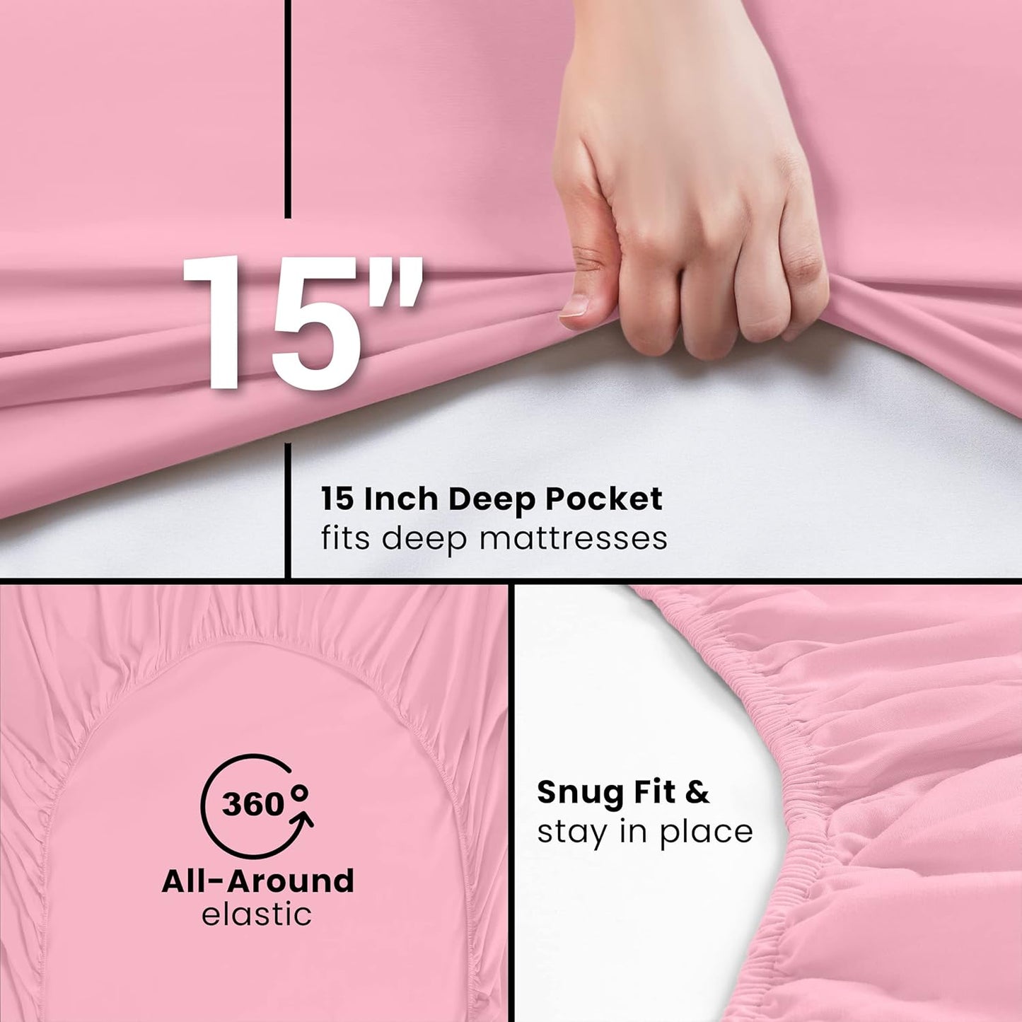 Utopia Bedding Queen Fitted Sheet - Deep Pocket Soft Microfiber - Fade Resistant & Easy Care (Pink)