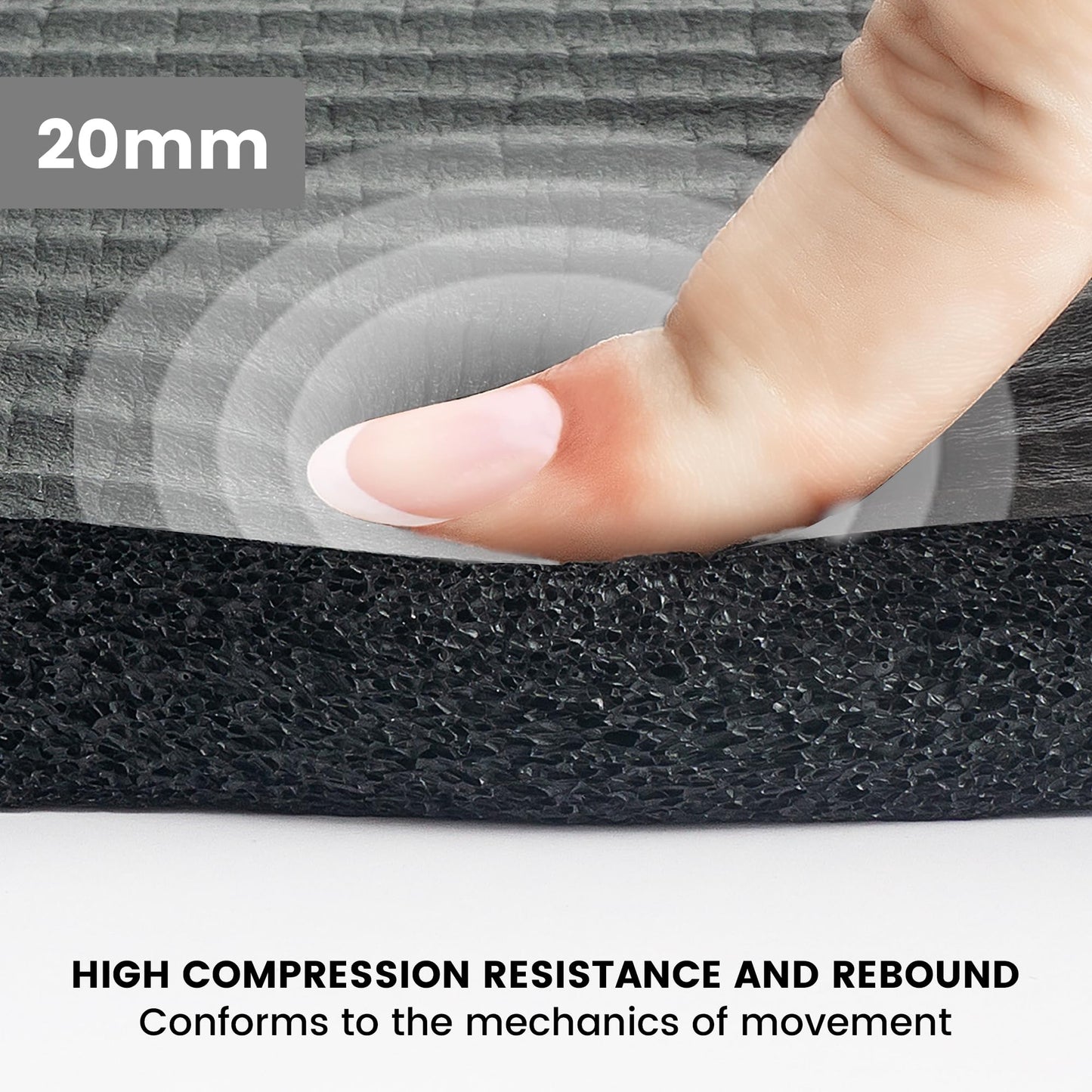 HASSLICKIT Yoga Knee Pad Cushion, 24 x 9.8 x 0.8 in Thick Mini Yoga Mat, Odor-Free NBR Workout Mat with Storage Strap, Small Exercise Mat for Yoga, Pilates, Kneeling, Planks & Home Gym, Black