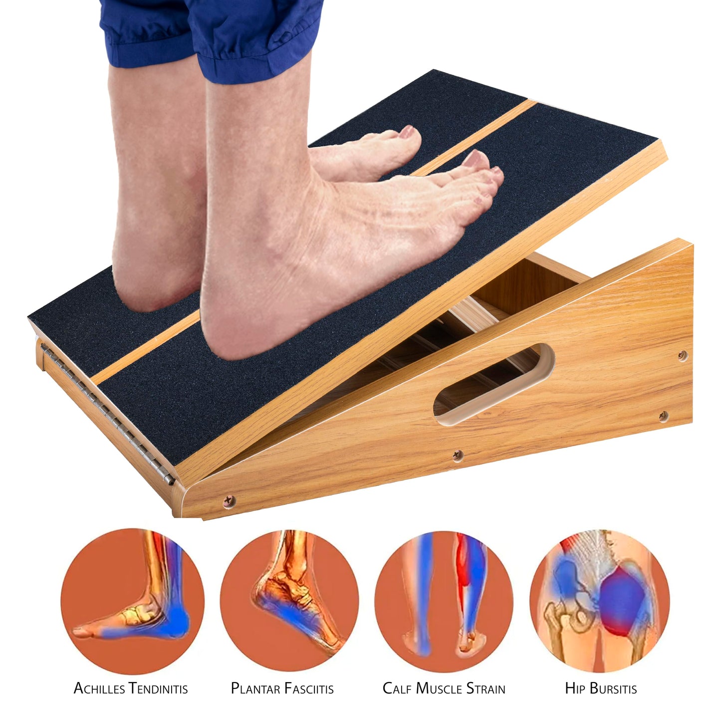 Professional Wooden Slant Board, 5 Positions Adjustable Slant Board for Calf Stretching Squats Incline Board and Calf Stretcher, Slant Squat Board for Knees Ankle Heel Feet Leg