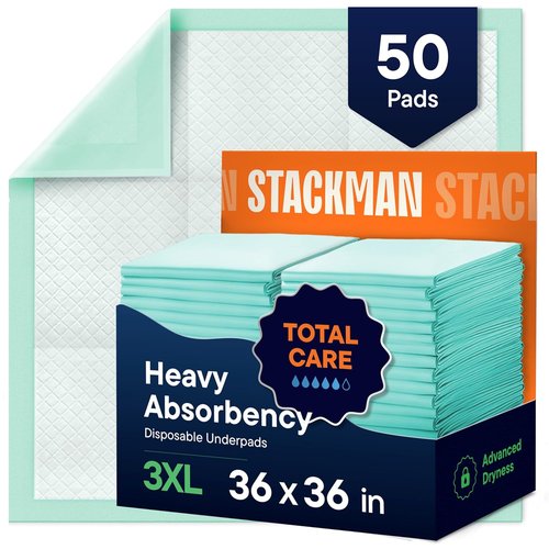 Chucks Pads Disposable Underpads - Absorbent Fluff Protection for Incontinence | 36x36 Extra Large 50-Pack