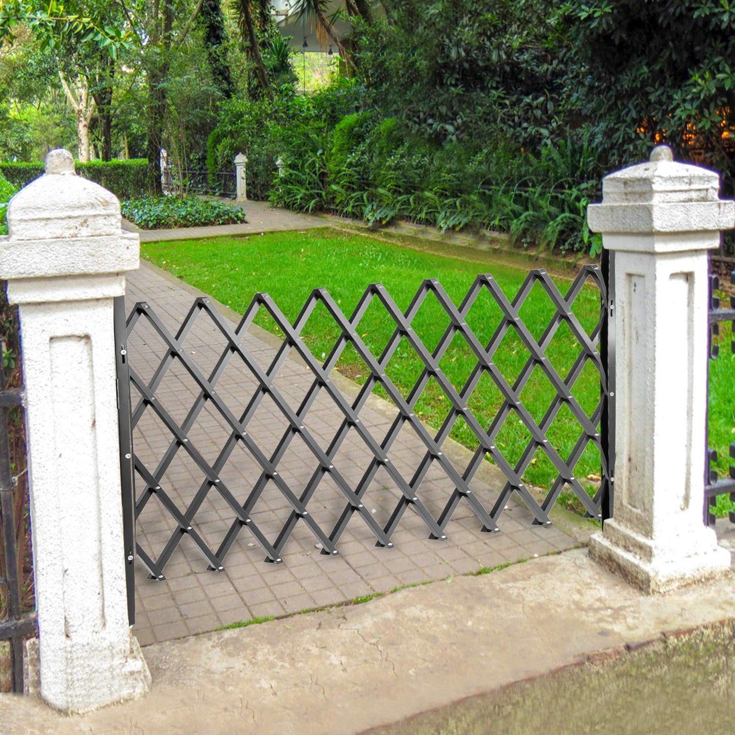 VEVOR Single Folding Security Gate, 51.57" H x 42" W Folding Door Gate, Steel Accordion Security Gate, Flexible Expanding Security Gate, 360° Rolling Barricade Gate, Scissor Gate or Door with Padlock
