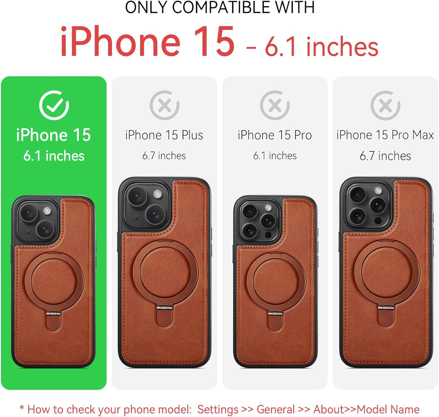CHEEWADA 15 6.1", for iPhone Case with Stand Compatible with Magsafe Slim PU Leather & Durable TPU Drop Proof Magnetic