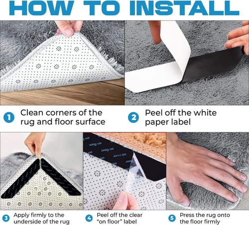 Gripper | Double-Sided Anti-Slip Rug Tape - 12-Pack for Hardwood Floors & Tiles, Prevents Sliding