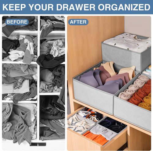 Criusia Drawer Organizer Set - 12 Pack with 4 Storage Baskets for Efficient Closet Organization