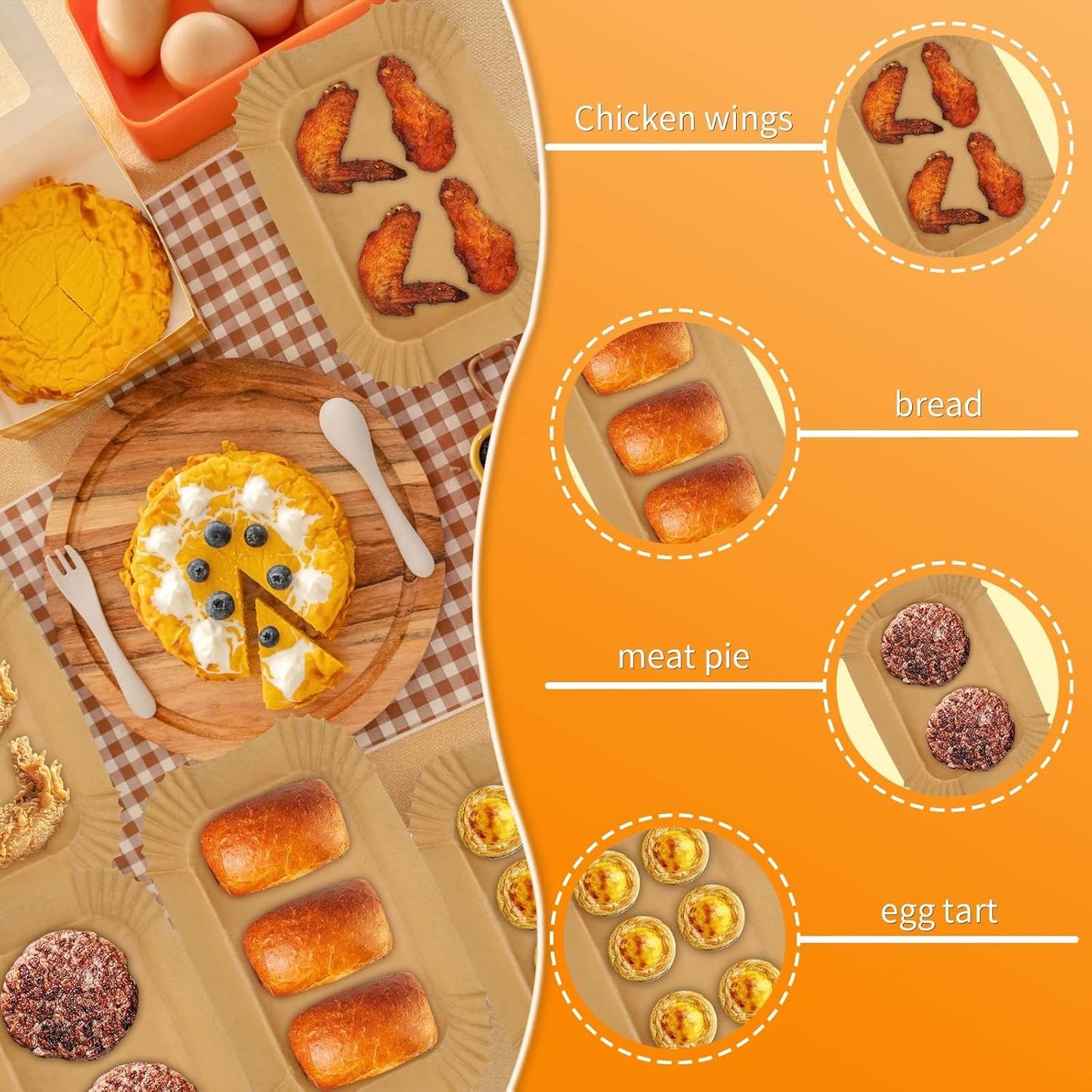 Ninja Air Fryer Disposable Paper Liners - 100PC Rectangle 8.6x5.5'' Baking Parchment Inserts