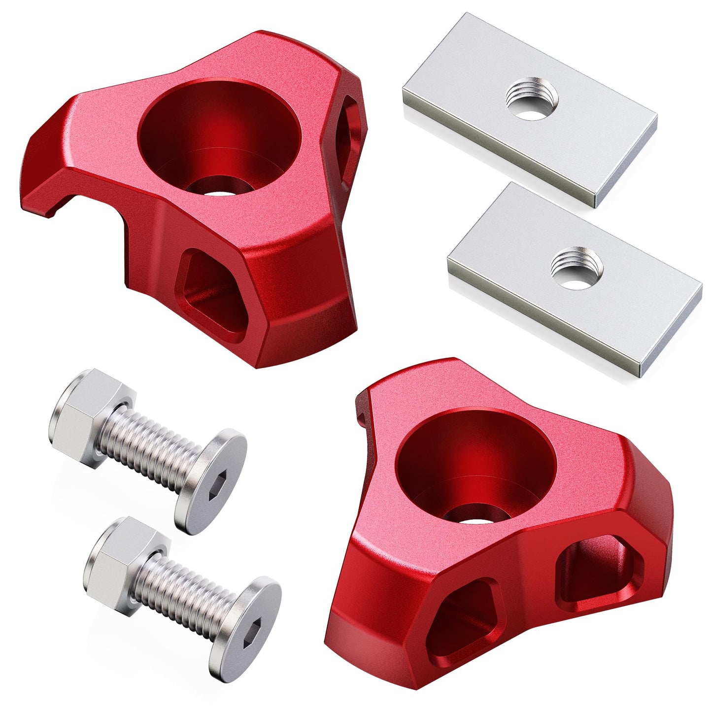 MZS Tundra Tie Down Anchors, Heavy Duty Cargo Tie Down Hooks + Bed Rail Cleats Compatible with 2007-2026 Tundra 2nd 3rd Gen Pickup (Red+Silver, 8Pcs)