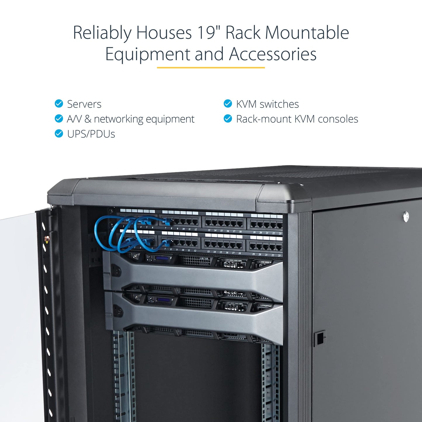 StarTech 22U Enterprise-Grade Server Rack Cabinet, 19in Enclosed 4-Post Rack with 33in (83cm) Mounting Depth and 1764lb (800kg) Weight Capacity