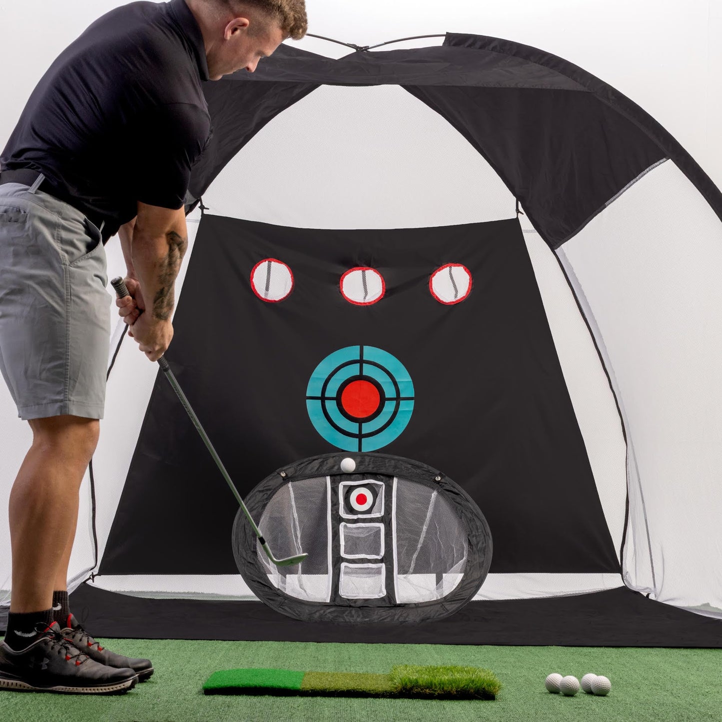 HaveLuxe Golf Hitting Net,Chipping Net,Tri-Turf Mat,Golf Hitting Aid,10x7FT Practice Net for Backyard Driving,Chipping Training,Target Mat Balls for Indoor Outdoor use,Gifts for Men Dad Him Golfer