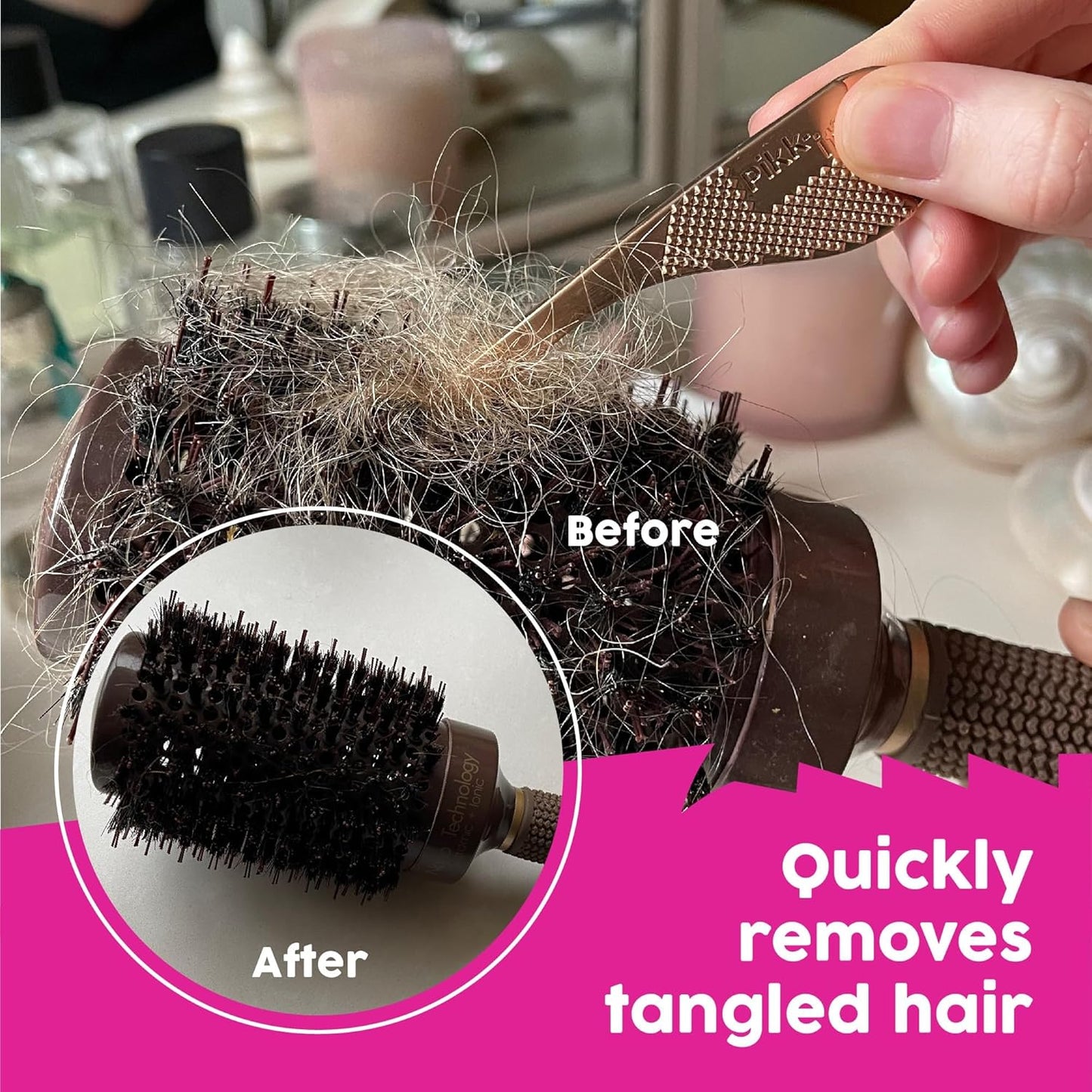 Pikk-it Vacuum Hair Brush Cleaner Tool - Effortlessly Removes Pet & Human Hair | Single & Twin Pack Available