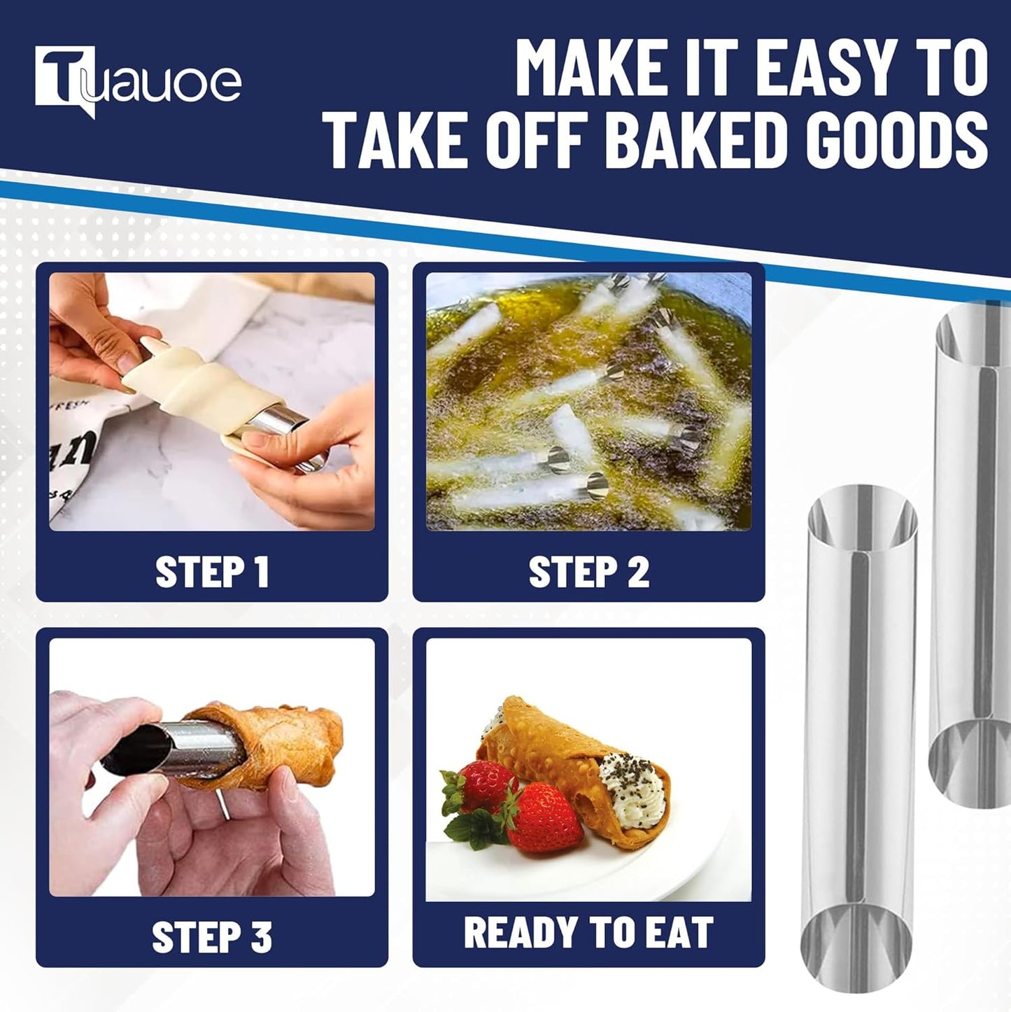 Skiennix 17-Piece Cannoli Tubes Molds Kit - Non-Stick Stainless Steel Cannoli Forms for Pastries