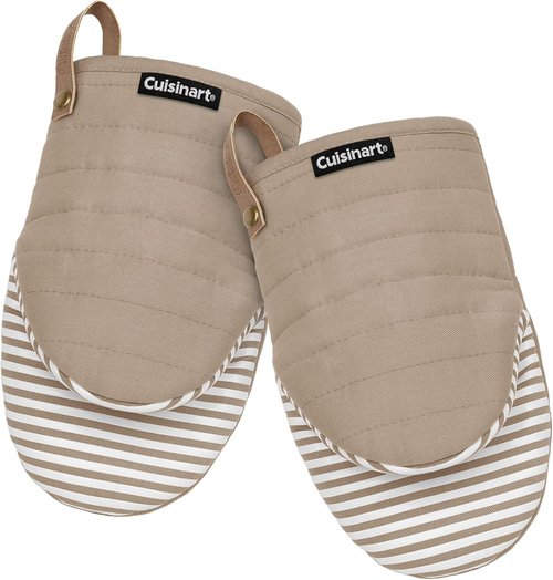 Cuisinart Mini Oven Mitts - Heat-Resistant 5.5” x 8” Kitchen Mitts with Non-Slip Silicone & Cotton Filling