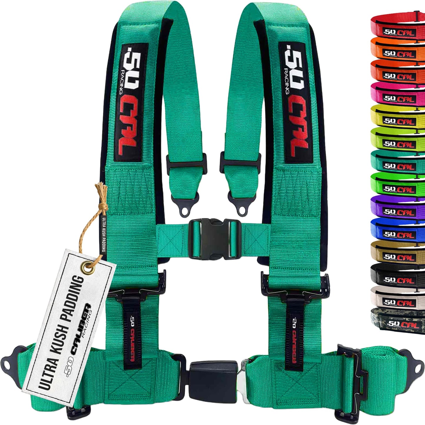1pc 4 Point Harness for Bucket Seat Push Release 10 Color Harnesses Racing Harness 4 point Race Car UTV, RZR (Teal, 3in) [6062]
