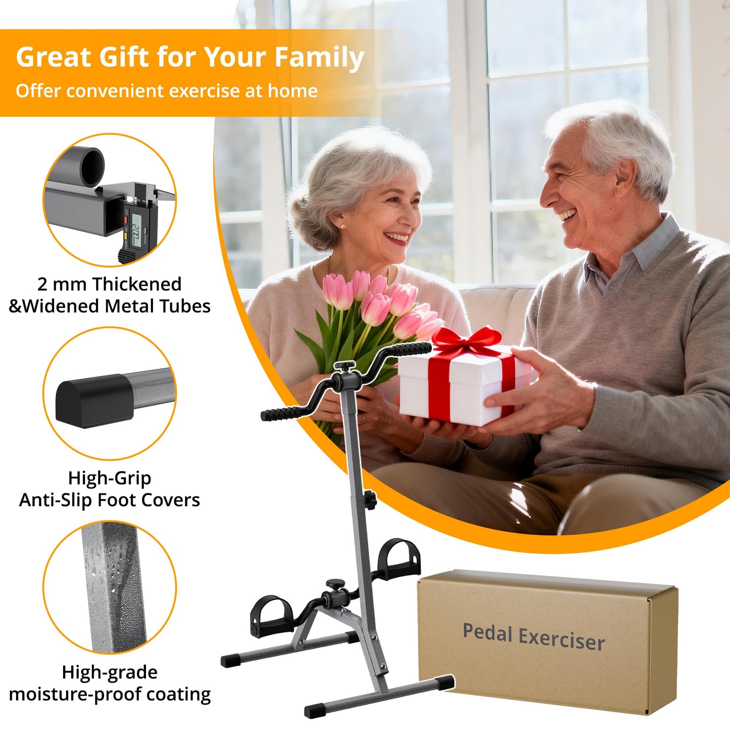 Adjustable Legs Arms Pedal Exerciser Bike for Seniors - Hand Arm Leg and Knee Therapy, Stroke Recovery, Portable Fitness Equipment for Total Body Workout Cardio Exercise - Great Gift for Elderly Rehab