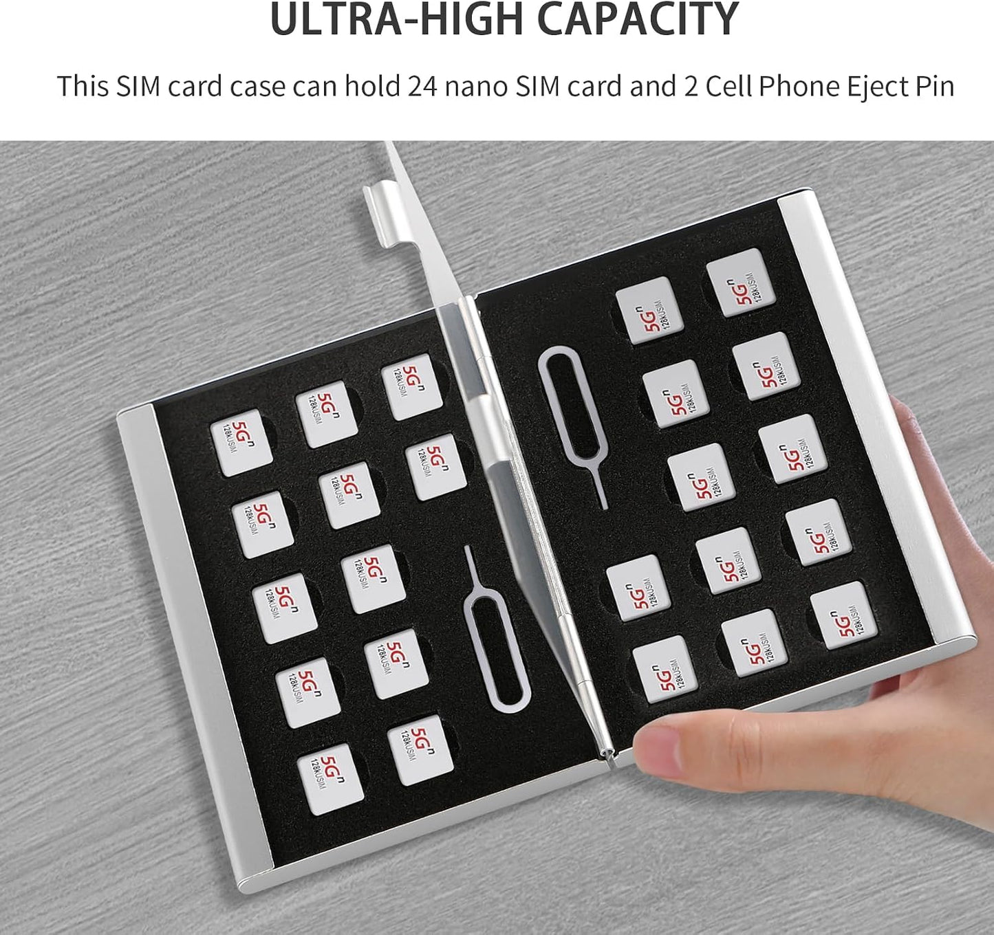 M EGA MEGACUBE 26Slots 24 2 Aluminum SIM Card Case, Ultrathin SIM Card Holder, Fit for Nano sim Card and Cell Phone