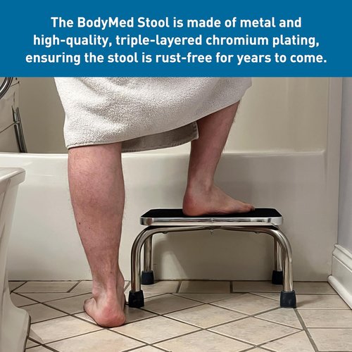BodyMed Heavy-Duty Foot Step Stool - Non-Slip Rubber Platform for Seniors & Adults | Supports 300lbs, 18”L x 11.5”W x 9.5”H