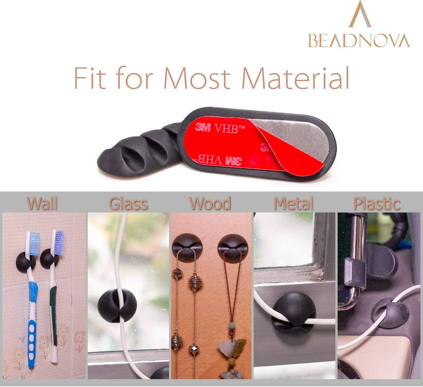 BEADNOVA 1 8 Cable Clips Cord Organizer Cable Management Wire Cord Holder Slots Adhesive Wire Holder for Car Charging
