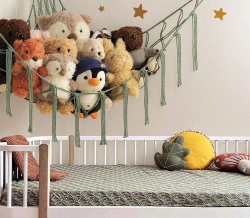 Mirolam Stuffed Animal Hammock - Large Corner Net for Plush Toy Storage & Display | Boho Bedroom Decor