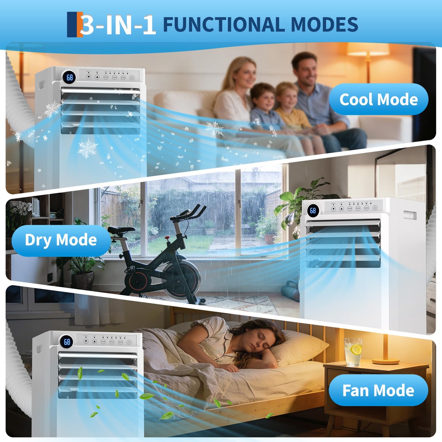 8000 BTU Portable Air Conditioner, 3-in-1 Small Portable AC Unit for Rooms to 350 Sq. Ft. with Cooling, Dehumidifier & Fan Modes, Remote, LED Display, 24H Timer, for Bedroom, Office (8000, BTUs)