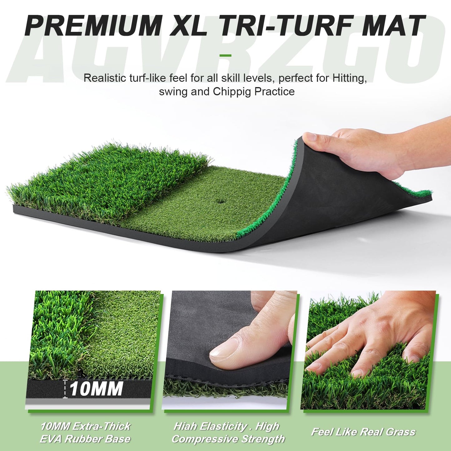 10x7FT Golf Net with Tri-Turf Mat, Indoor Outdoor Golf Hitting Net for Backyard Driving Chipping Training Swing, Ideal Golf Gifts for Men, Dad, Golfer