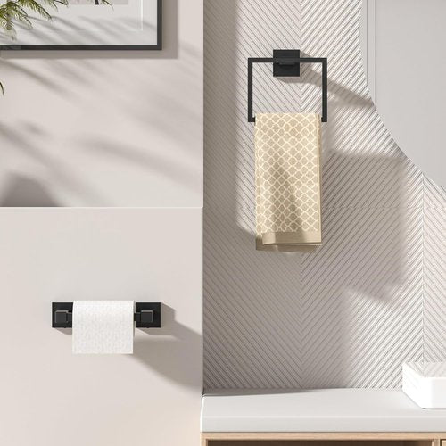 FORIOUS Toilet Paper Holder Set - Wall Mount SUS 304 Stainless Steel with Pivoting Design | Matte Black Finish
