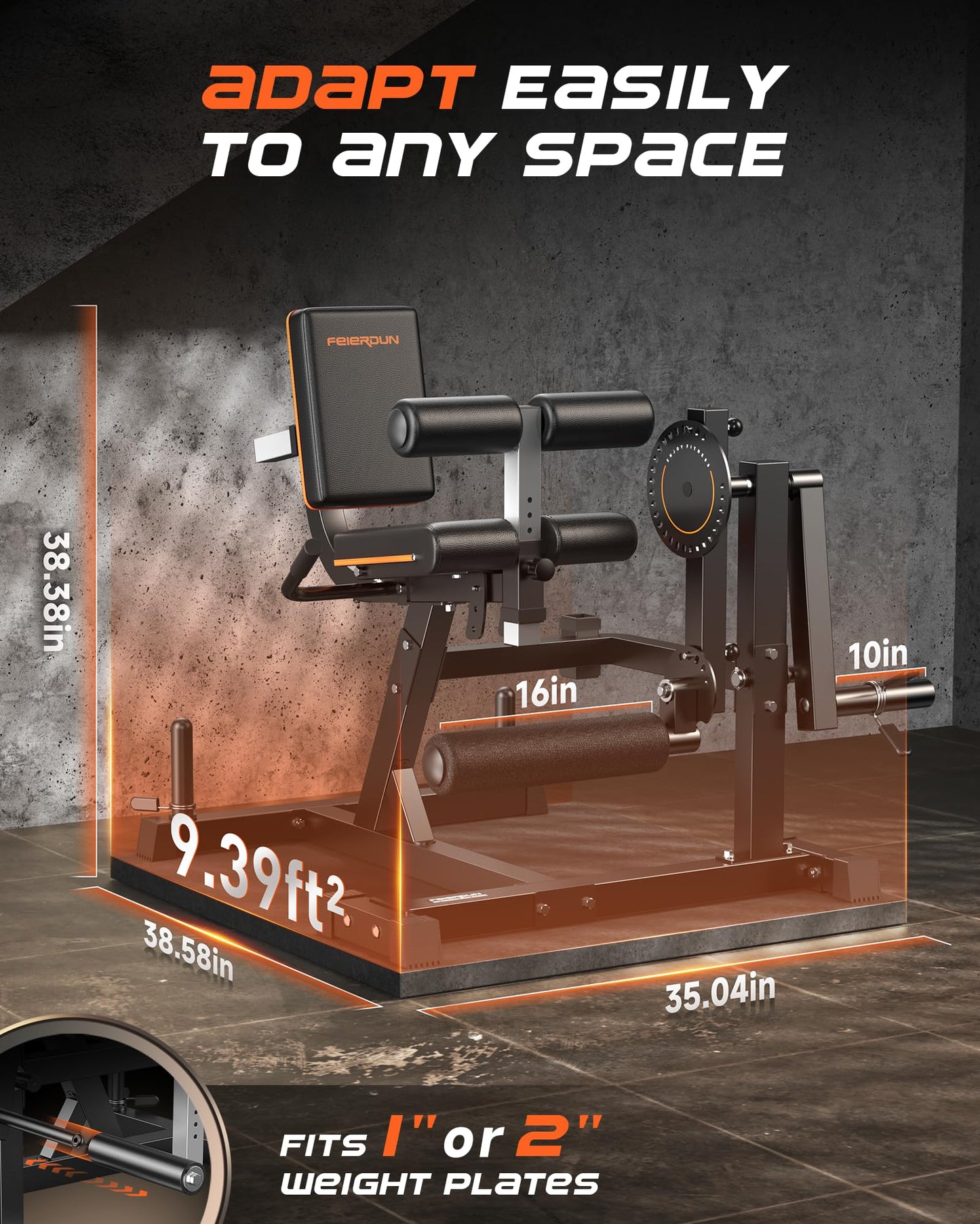 FEIERDUN Adjustable Leg Extension Curl Machine, Adjustable Leg Curl Machine, Black-Orange