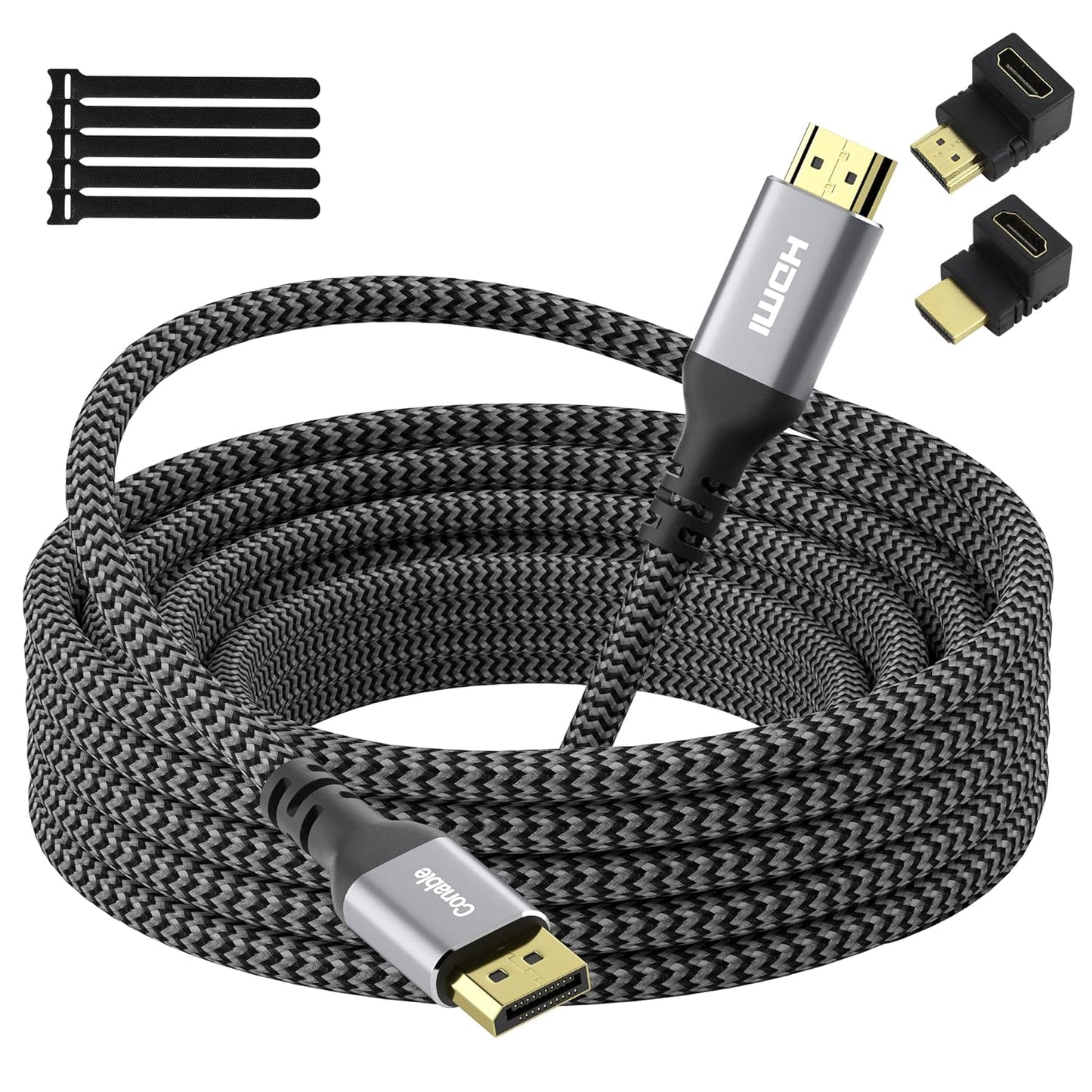 4K 15FT, 4K@60Hz 4K@60Hz 2K@120Hz 1080P DisplayPort to HDMI Cable HDR, High Speed Active Display Port to HDMI Cable UHD
