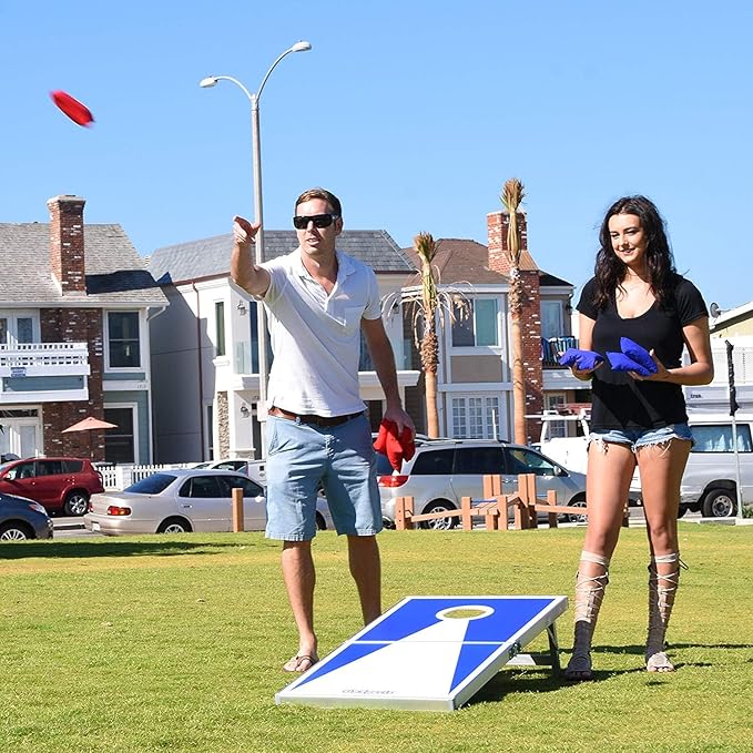 GoSports 4 x 2 ft Aluminum Cornhole Game Sets – Choose LED Lights or Standard - Set Includes 2 Foldable Regulation Size Boards, 8 Bean Bags, & Rules