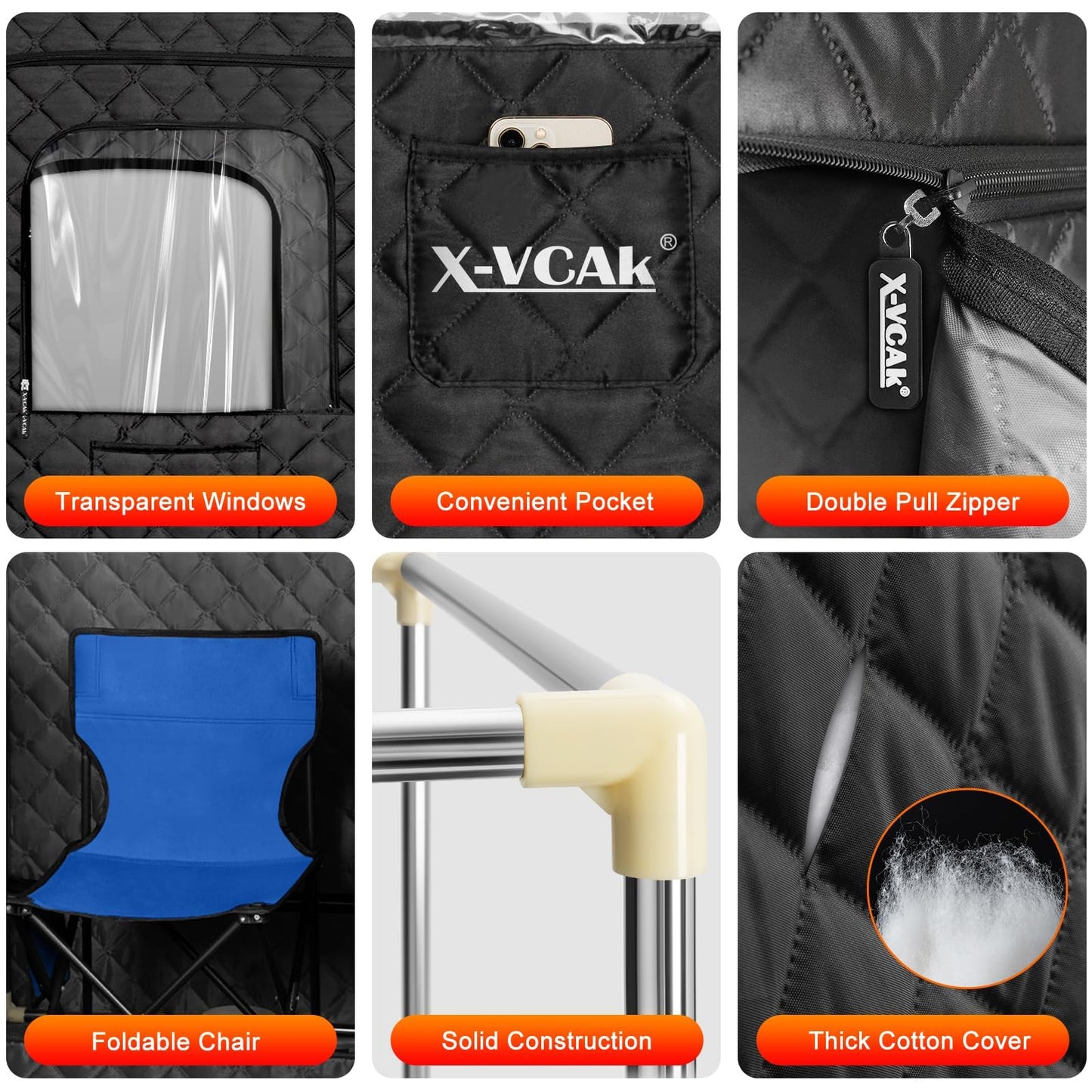 X-Vcak Upgraded Portable Sauna for Home，Relaxation, Steam Sauna for Home with Steamer, Remote Control, Folding Chair, 9 Levels
