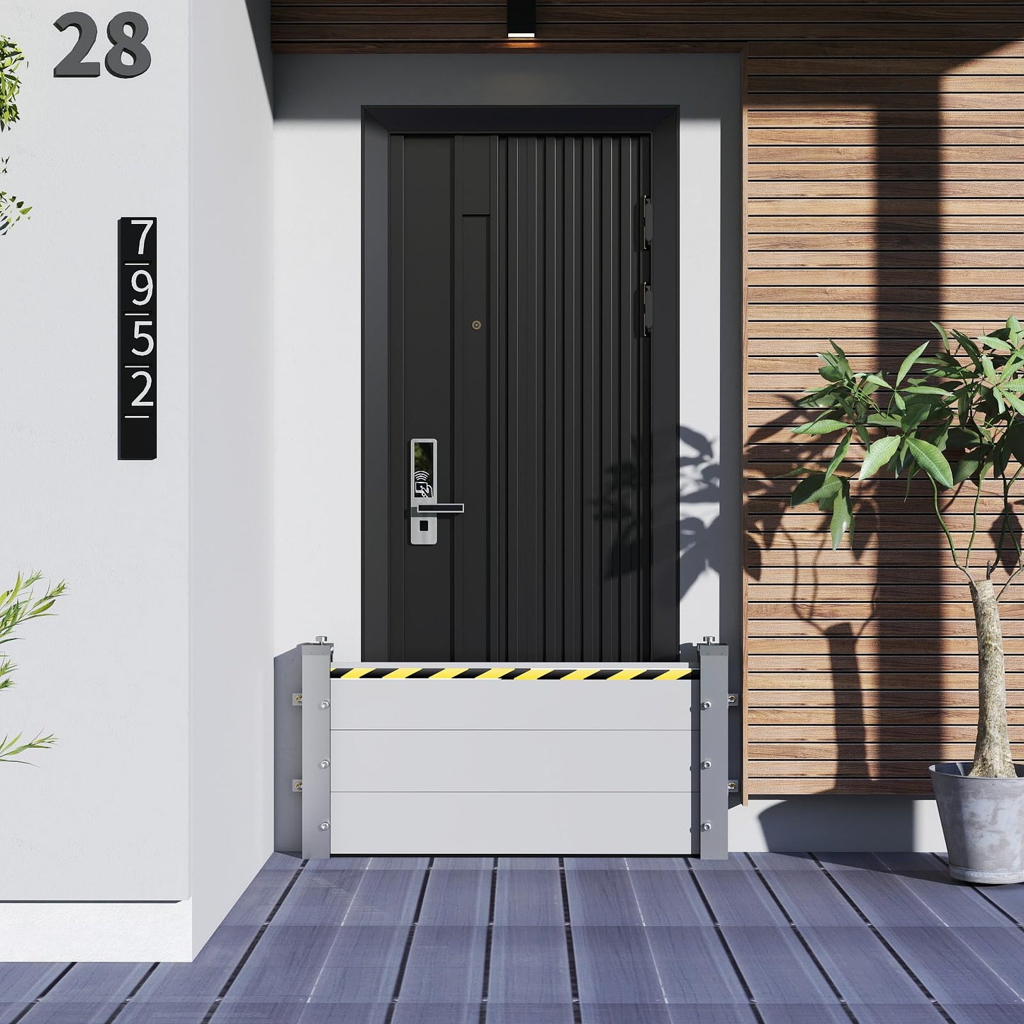Aluminum Flood Protection Barrier for 32" 36'' 42'' 72'' Doors, Quick Detachable Reusable Flood Control Baffle - Front Door/Basement Entrance/Backyard Flooding Water Barriers (for 30" - 32" Door)