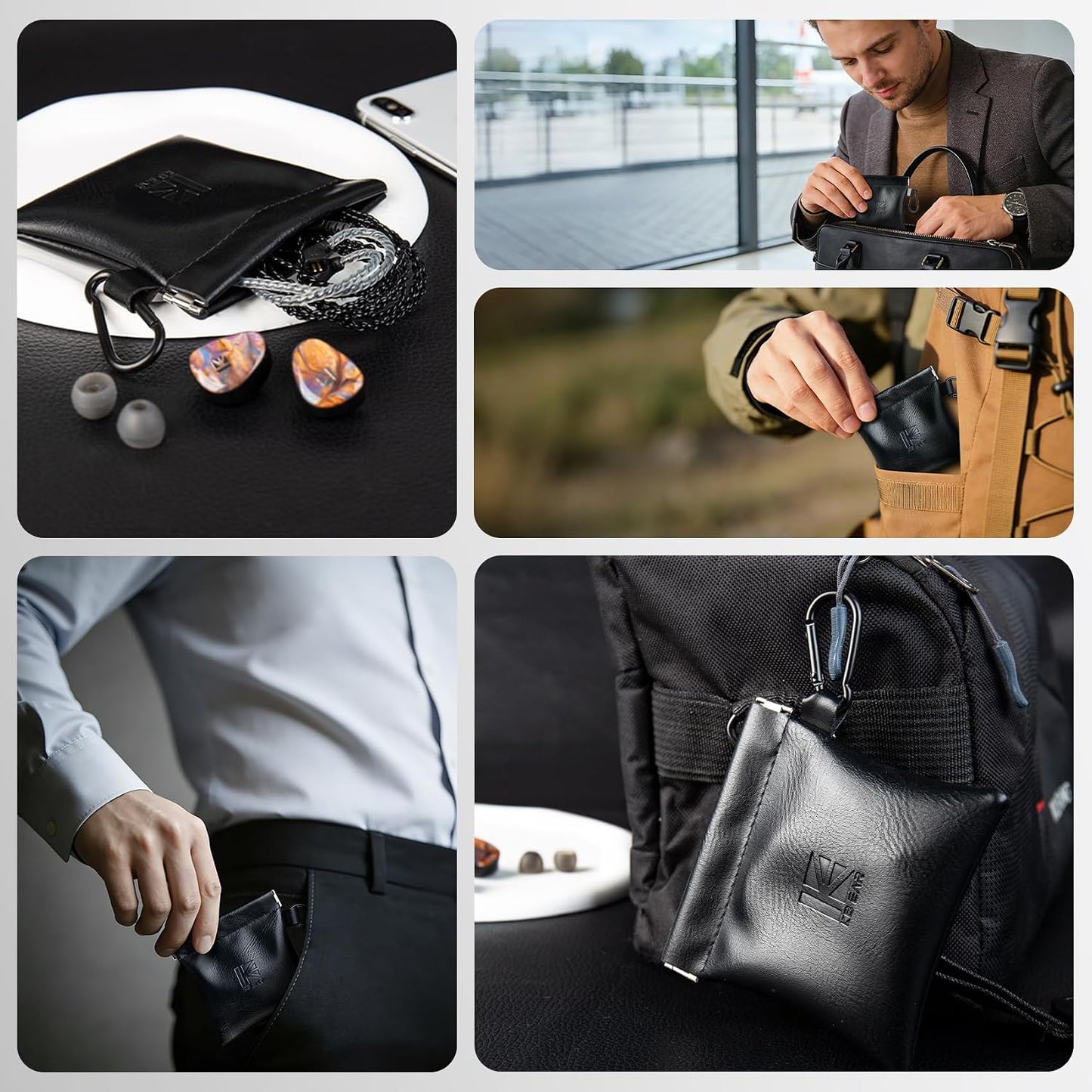 YINYOO 1PCS BP01 ZS10 1PCS) KBEAR Plus in Ear Monitor Case for IEMS, Mini Portable PU Leather Headphones Case