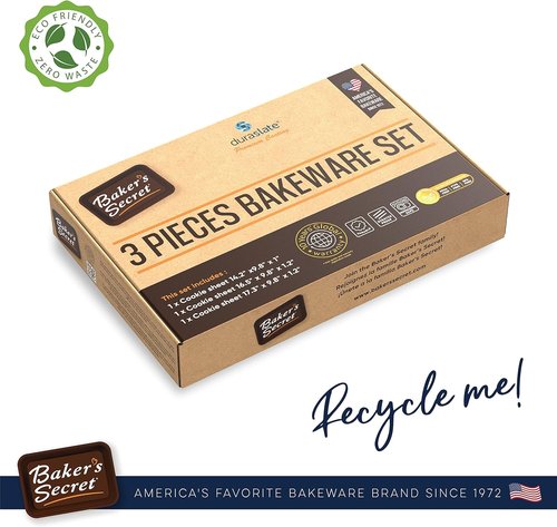 Baker's Secret Baking Sheets - Nonstick Cookie Sheet Set with Handles | 3-Piece Bakeware Set