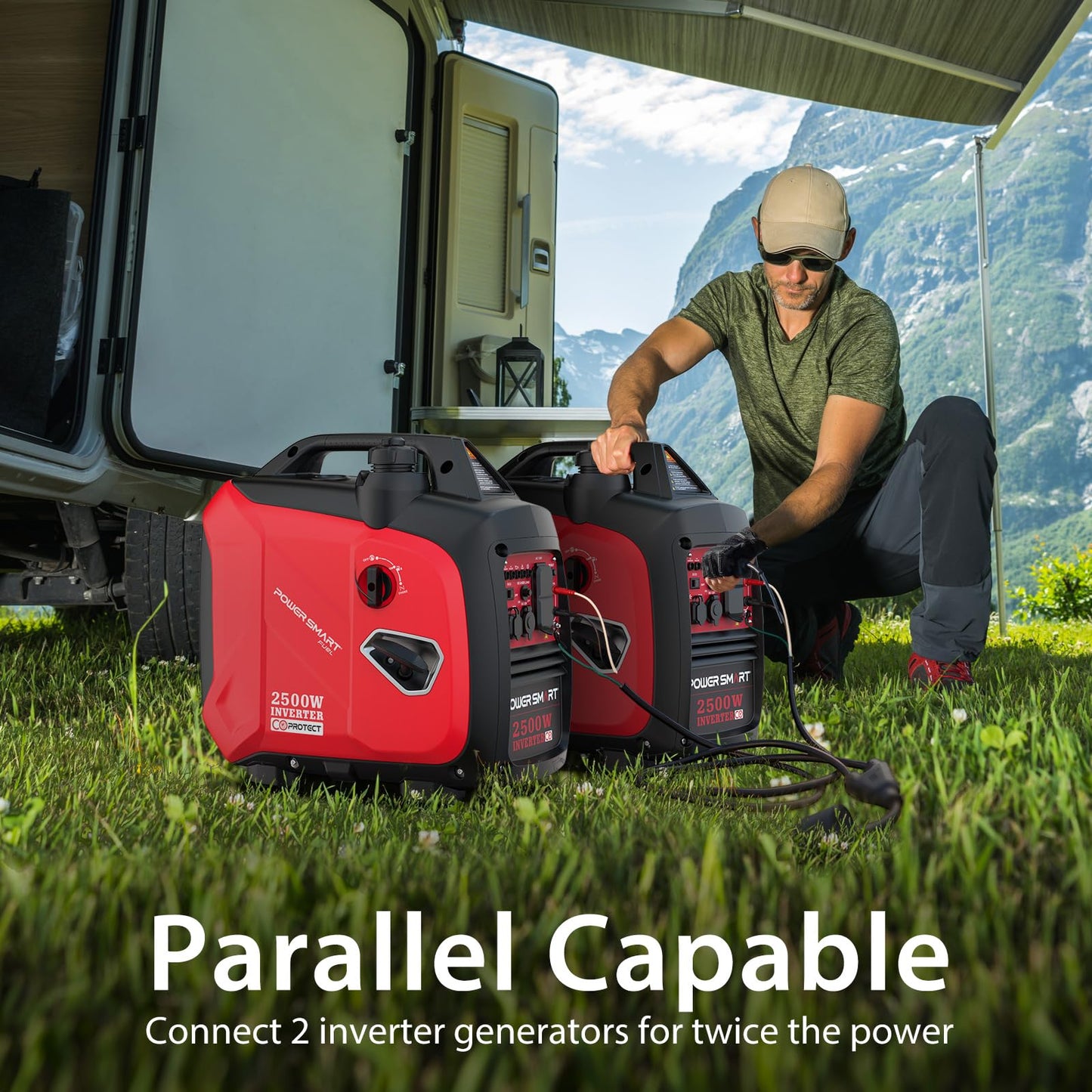 PowerSmart 2500W Gas Powered Portable Inverter Generator With CO Sensor- Super Quiet Generator for Home Use, Camping, Outdoor Use, Parallel Ready, EPA Compliant