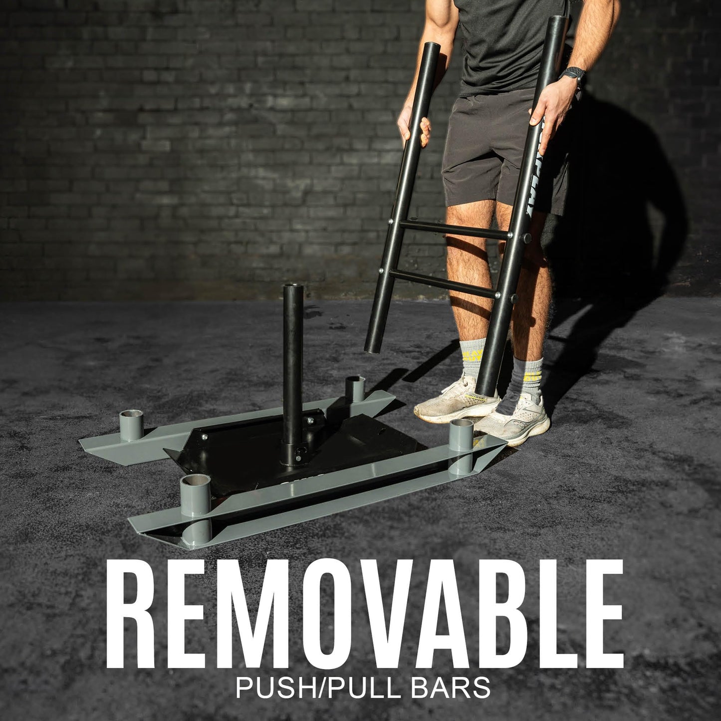 QUICKPLAY Weighted Push/Pull Sled - Heavy Duty Steel Strength & Conditioning Sled - Build Explosive Power, Speed & Agility - Folding, Compact Design - for 50mm Olympic Plates (Full Sled)