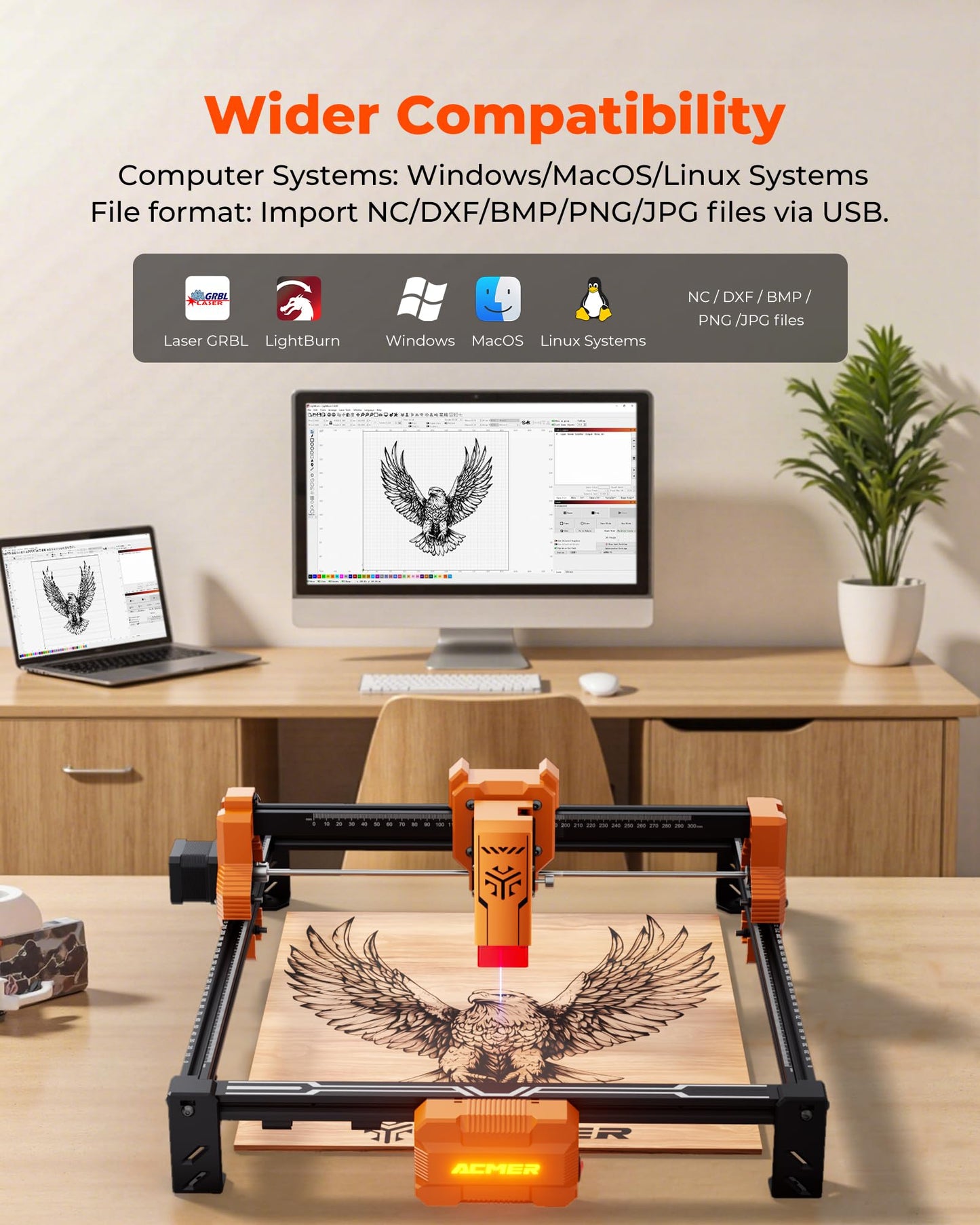 ACMER Laser Engraver Machine, S2 4000mW Lazer Engraving Machine with 300x300mm Working Area, Laser Cutter for Wood, Acrylic, Leather, DIY Crafts & Small Business