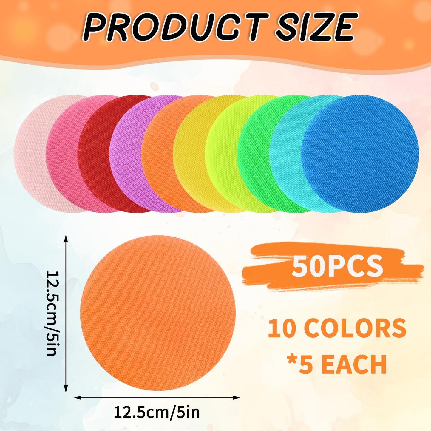 DTOFOOT 50 Pcs Carpet Spot Markers, Circle Floor Dots 5 Inch Dot Markers Carpet Spots for Classroom Decoration Preschool Kindergarten Teacher Supplies Yoga Games and Activities