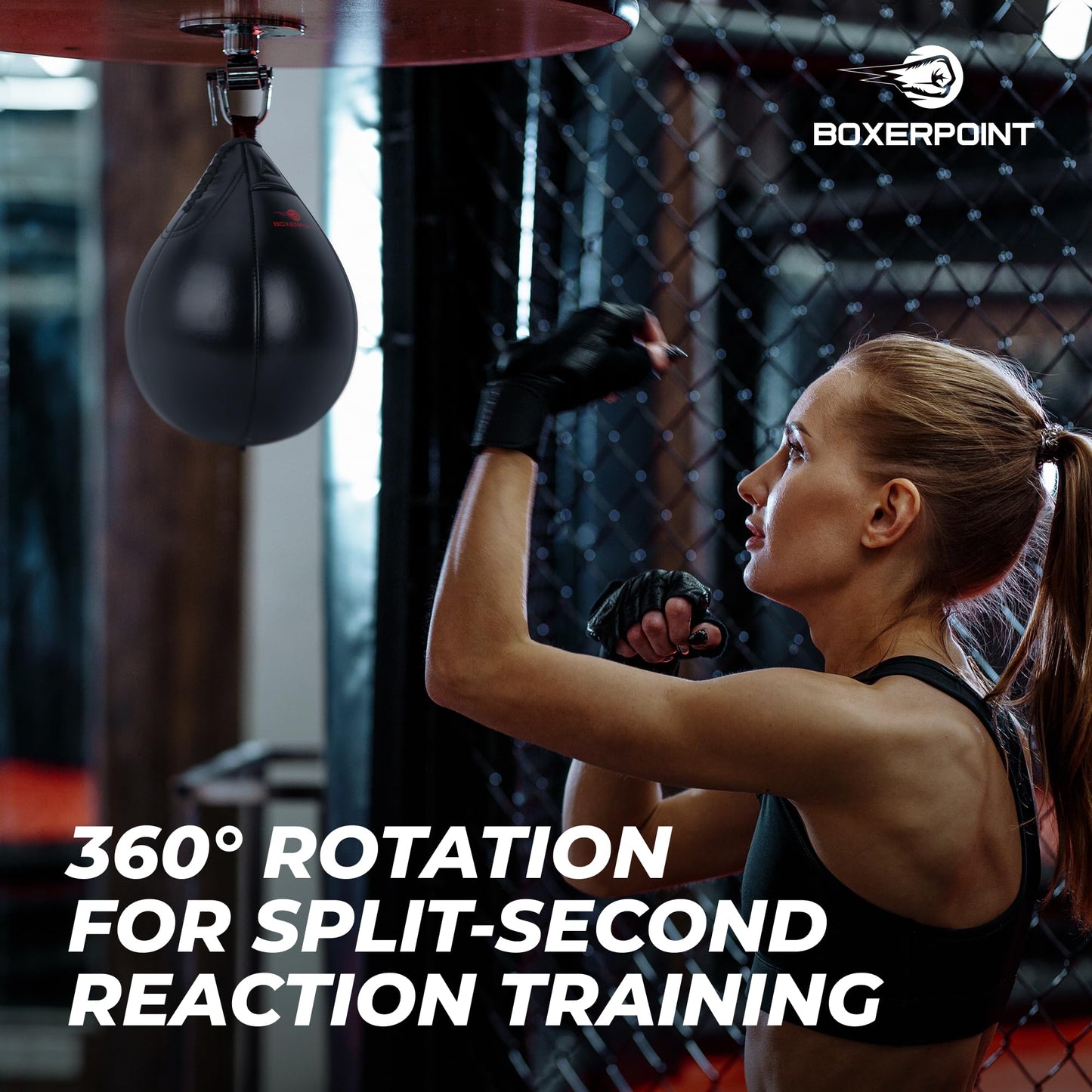 Boxerpoint Stainless Steel Speed Bag Swivel Kit - Professional Universal 4-Bolt Base Speedbag Mount Hardware Set - 360° Smooth Rotation Hanger Boxing Equipment for Home Gym Fitness Enthusiasts