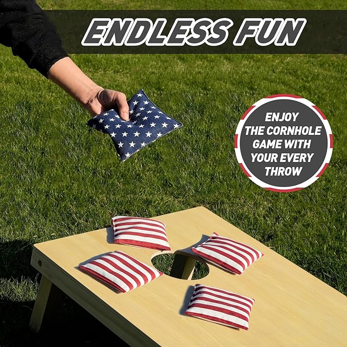 Cornhole Bags Set of 8 Regulation Corn Hole Bean Bags for Cornhole Game, Professional Weather Resistant Corn Hole Bags with Tote Bag