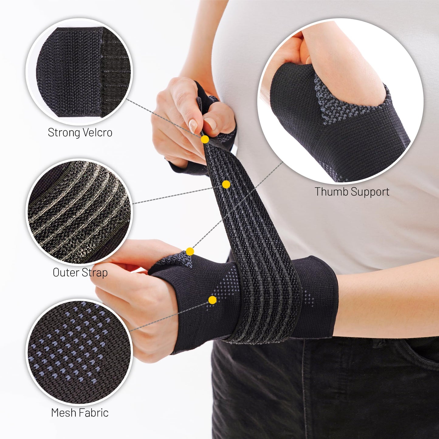 invera Adjustable Wrist Support Brace, Compression Sleeve, Unisex Wrist Protection Sleeve with Straps for Sprain, Carpal Tunnel, Arthritis, and Tendonitis (Large, 1, Unit)