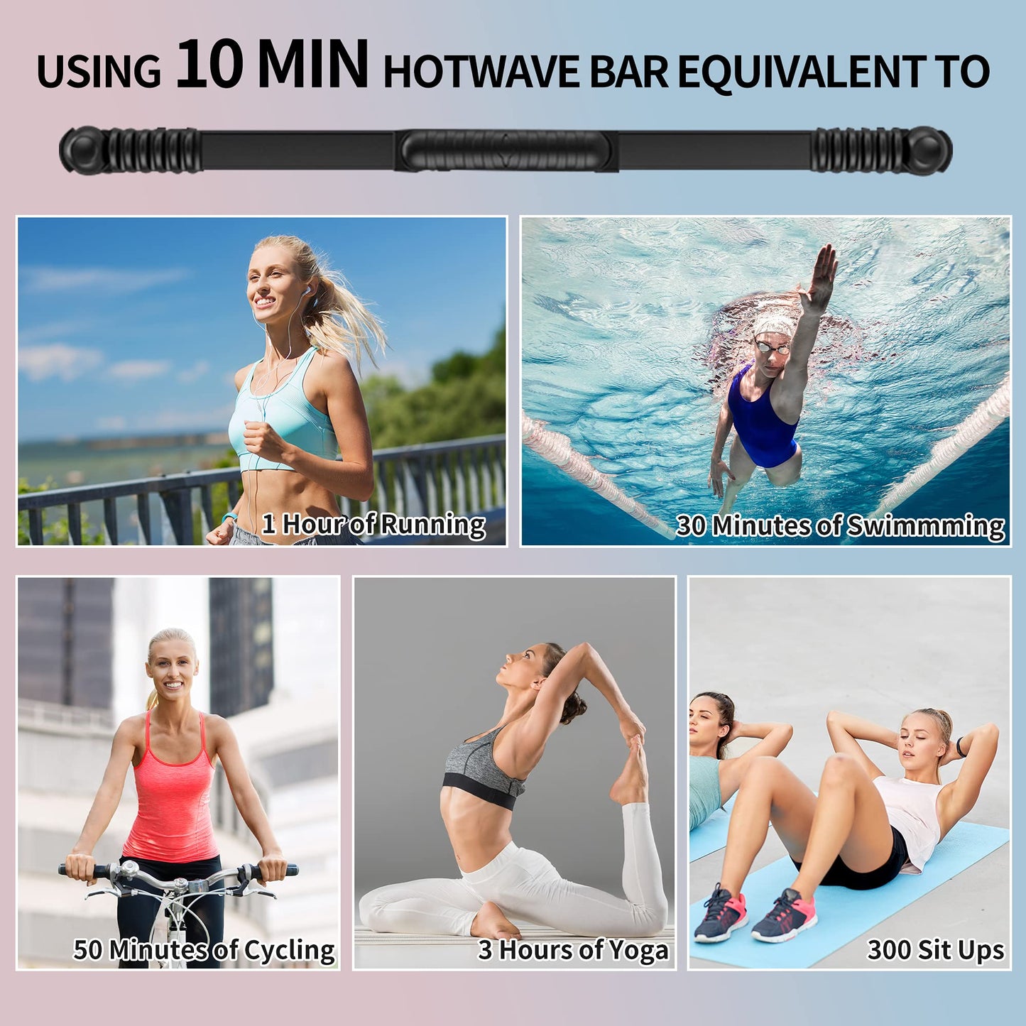 Hotwave Elastic Fitness Bar, Shoulder Physical Therapy, Total Body Fat Burning Bar, Core Strength Training Equipment Patented Product.