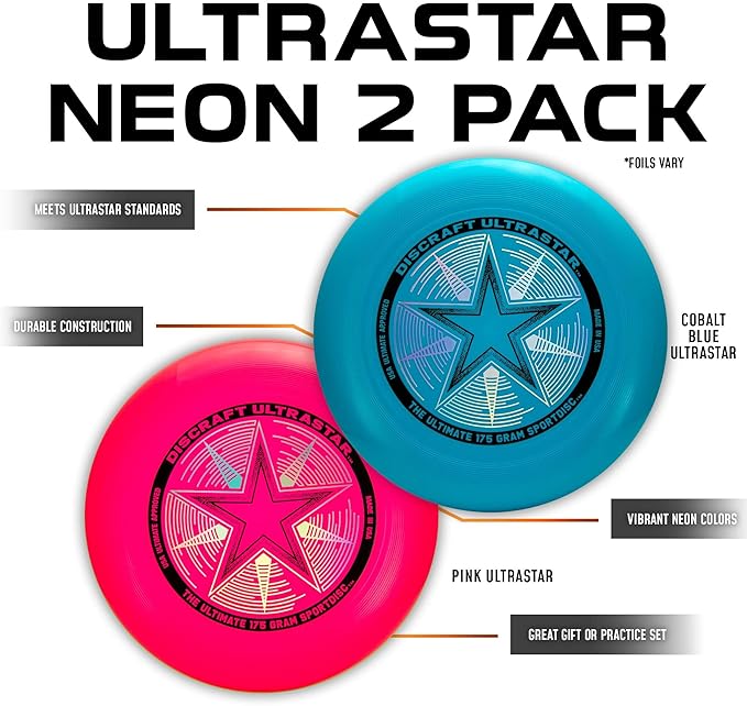 Discraft Ultrastar Ultimate Discs 1 & 2 Packs, Standard Size, for Competitive & Casual Play