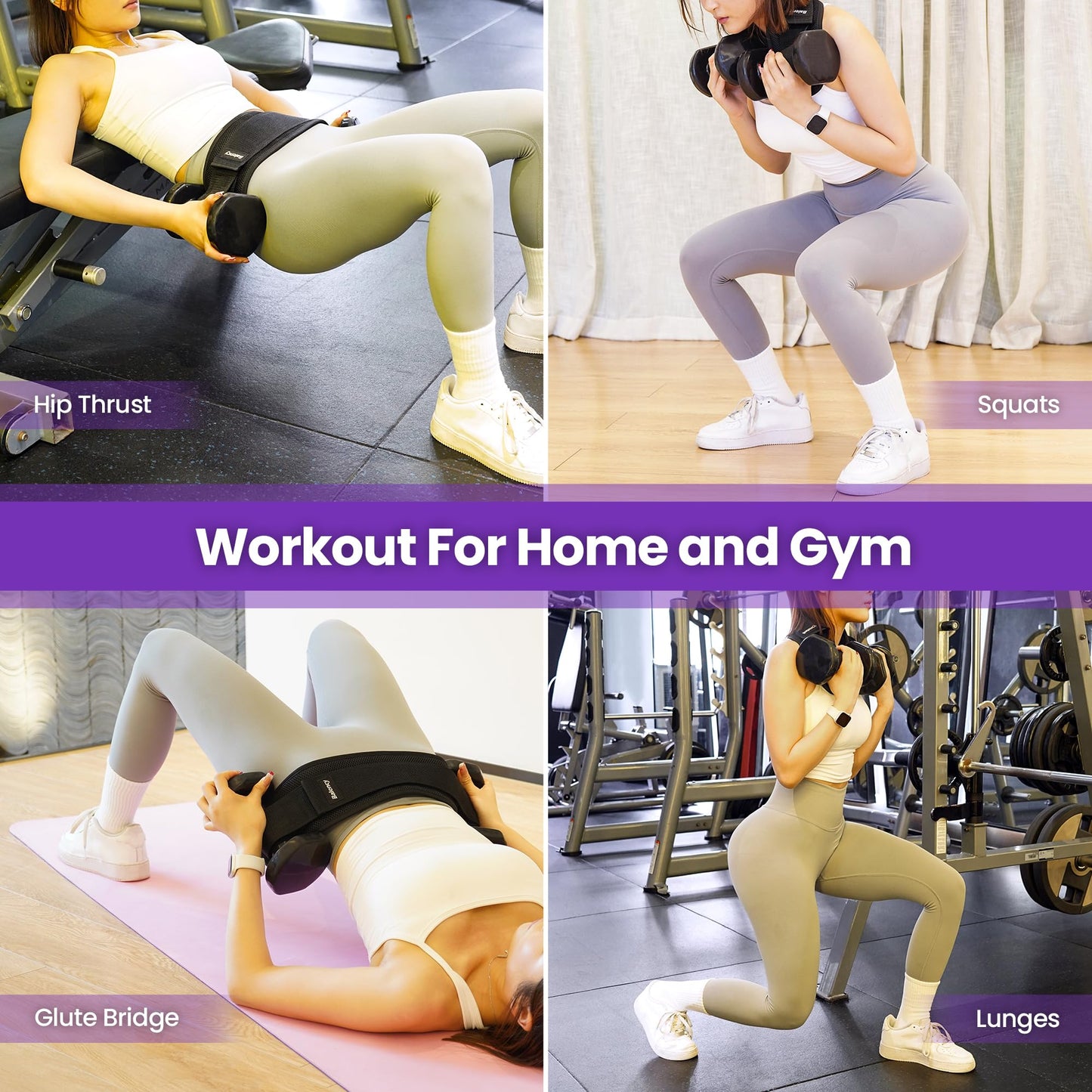 Balency Hip Thrust Belt for Dumbbells & Kettlebells - Slip-Resistant Padding, Perfect for Gym & Home Workouts